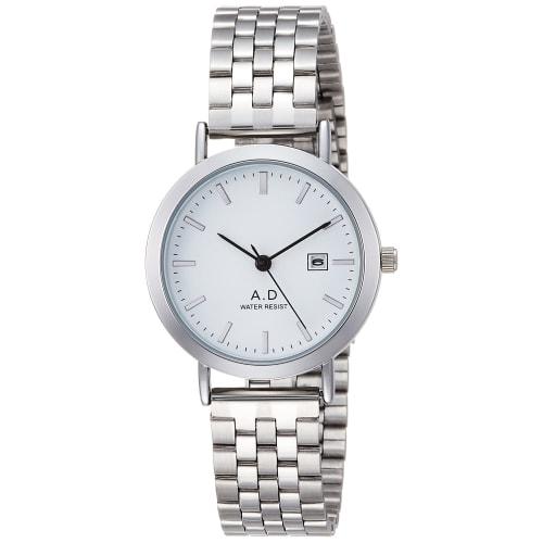 Arias Amalfidia Analog Watch, Waterproof, Date Display, Metal Band, White Dial, Silver, WW19038A-115, Women's