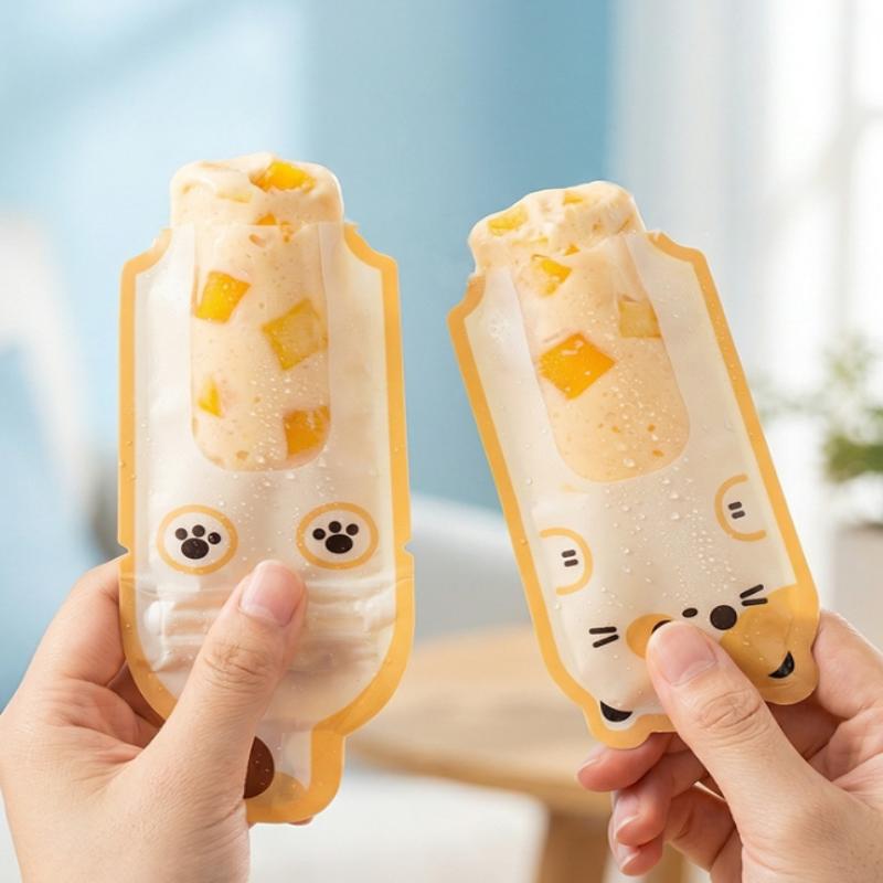 20 Pcs Cute Cartoon DIY Ice Popsicle Bags Leak Proof Freezer Safe Seal Pouches for Homemade Ice Lolly Smoothie Juice Ice Pops 20PCS