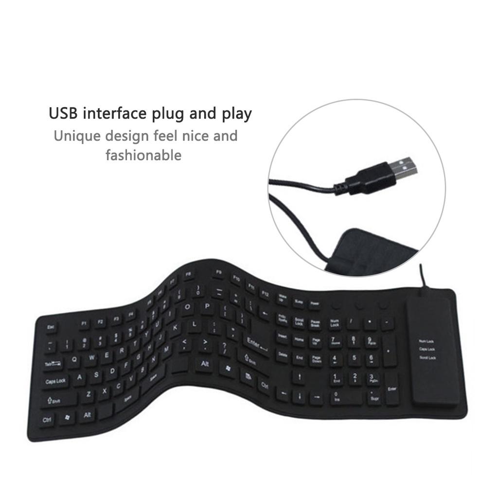 Fonken 85 Keys Computer Keyboard Silicone Soft Keyboard USB Wired Keyboard Mini Laptop Folding Waterproof Keyboard