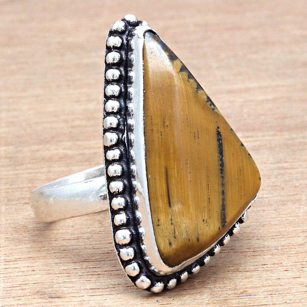 Tiger's Eye Gemstone Handmade Silver Jewelry "8"