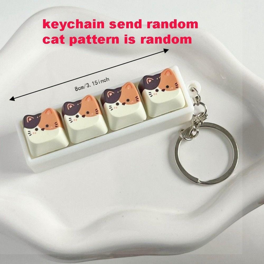 Finger-Tip Pressing Fidget Keychain Cat Fidget Toy Keyboard Fidget Toy Keycap Keychain  Gifts