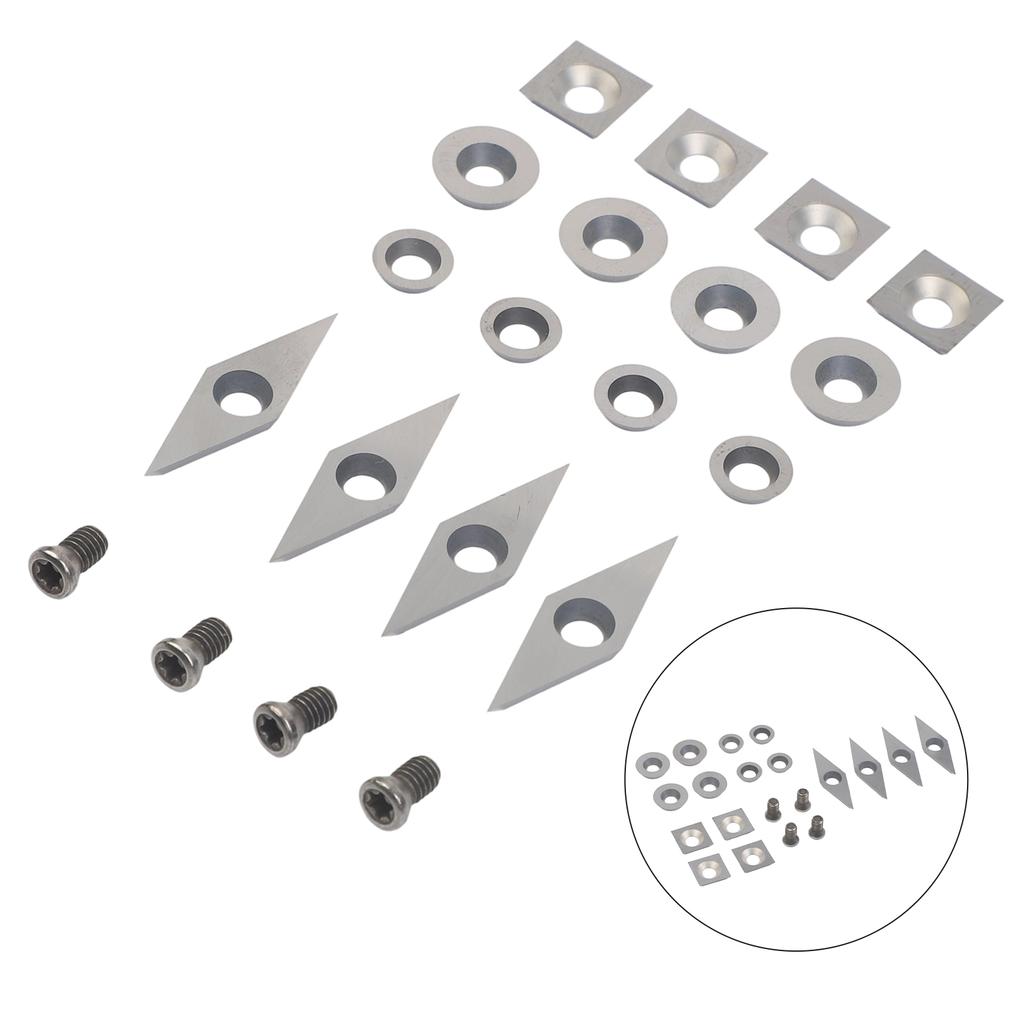 20pcs Carbide Cutter Inserts for Wood Lathe Turning Tools Suitable for Use in Planing and Wood Turning with Easy Replacement