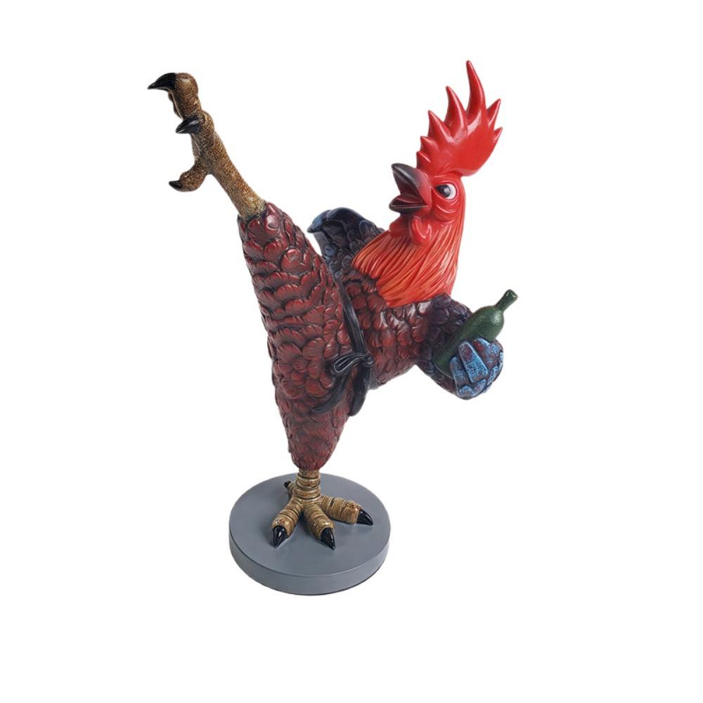 Funny Drunken Kung Fu Chicken Statue Creative Animal Miniatures Figurine Rooster Sculpture Cabinet