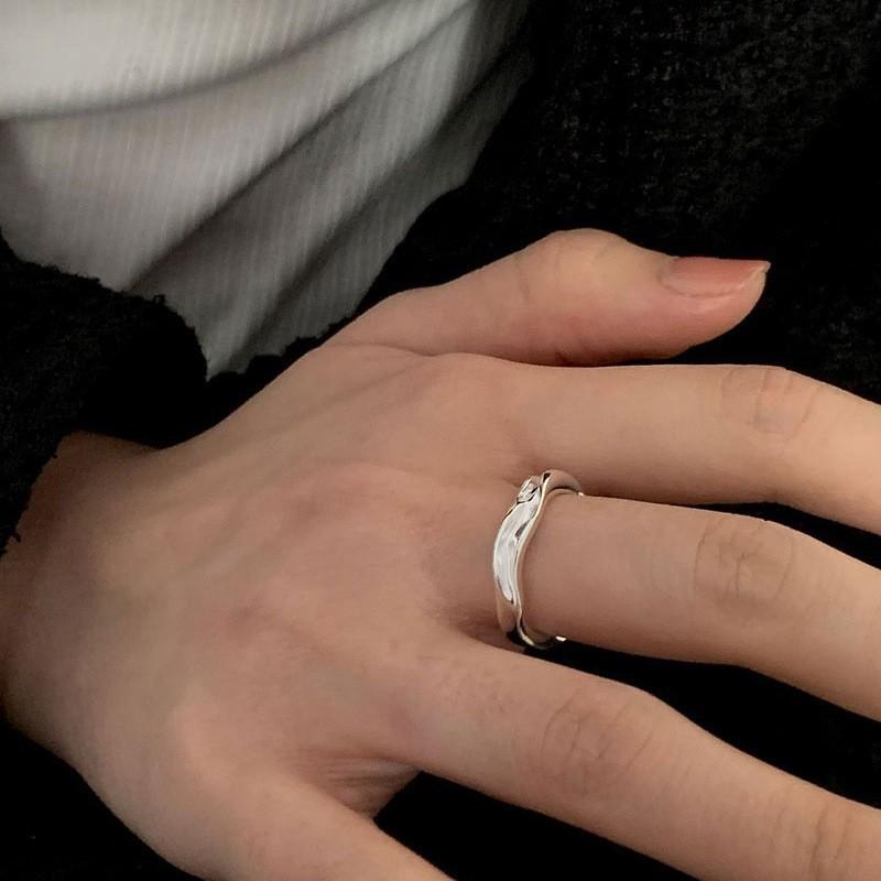 Zircon Black Sophisticated Ring For Women Unique Adjustable Style Geometric