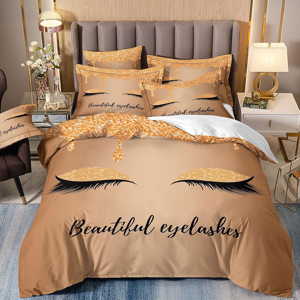 Home Textiles Eyes Eyelashes Mouth 3D Printing Four-Piece Quilt Cover Three-Piece Duvet Cover