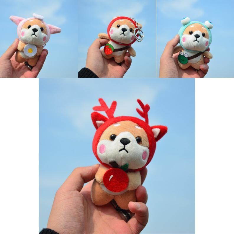 Charmig Kort Plysch Hundfigur Nyckelring Söt Och Kawaii Shiba Inu För Väskberlock