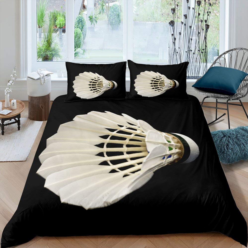 Badminton Bedding Set Badminton Duvet Cover for Kids Teens Men Sports Theme Player Comforter Cover Cool Competitive Games Decor