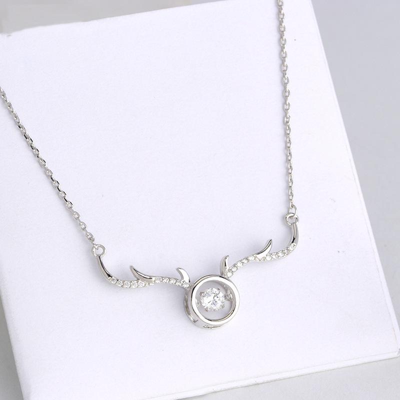 

European & American High-End Diamond Deer Necklace - Women s Simple Fashion Pendant, Perfect for Christmas Gift