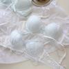 Blauer Sommer süßer Gesang~ neues romantisches Mädchen Spitzenunterwäsche reiner Verführungswind kein Bügel kleine Brust Push-up BH Set BH