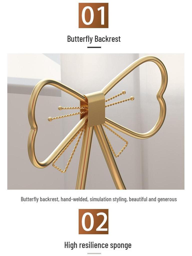 Princess Butterfly Makeup Chair with Detachable Backrest - Ideal for Small Apartment Bedrooms and Vanity Spaces