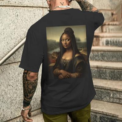 Black Mona Lisa African American Month Funny TShirt Graphic T Shirts Oversized T Shirt Harajuku Men Clothing Streetwear