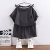 Set Maglietta a Maniche Corte e Pantaloncini per Bambini Texture a Nido d'Ape Sottile Estivo Casual per Ragazzi Ragazze Abbigliamento Quotidiano Uso Domestico Vita Elastica