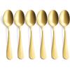 GoGeiLi Matte Gold Dessert Spoon Set, 6.8-inch Stainless Steel Satin Finish Gold Teaspoon, Coffee Espresso Spoon Set of 6, Dishwasher Safe