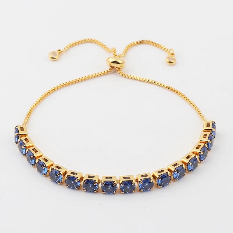 

Luxury 5mm Blue CZ Tennis Bracelets For Women Girls Iced Out Zircon Gold Plated Women s Bracelet Jewelry Christmas Gift