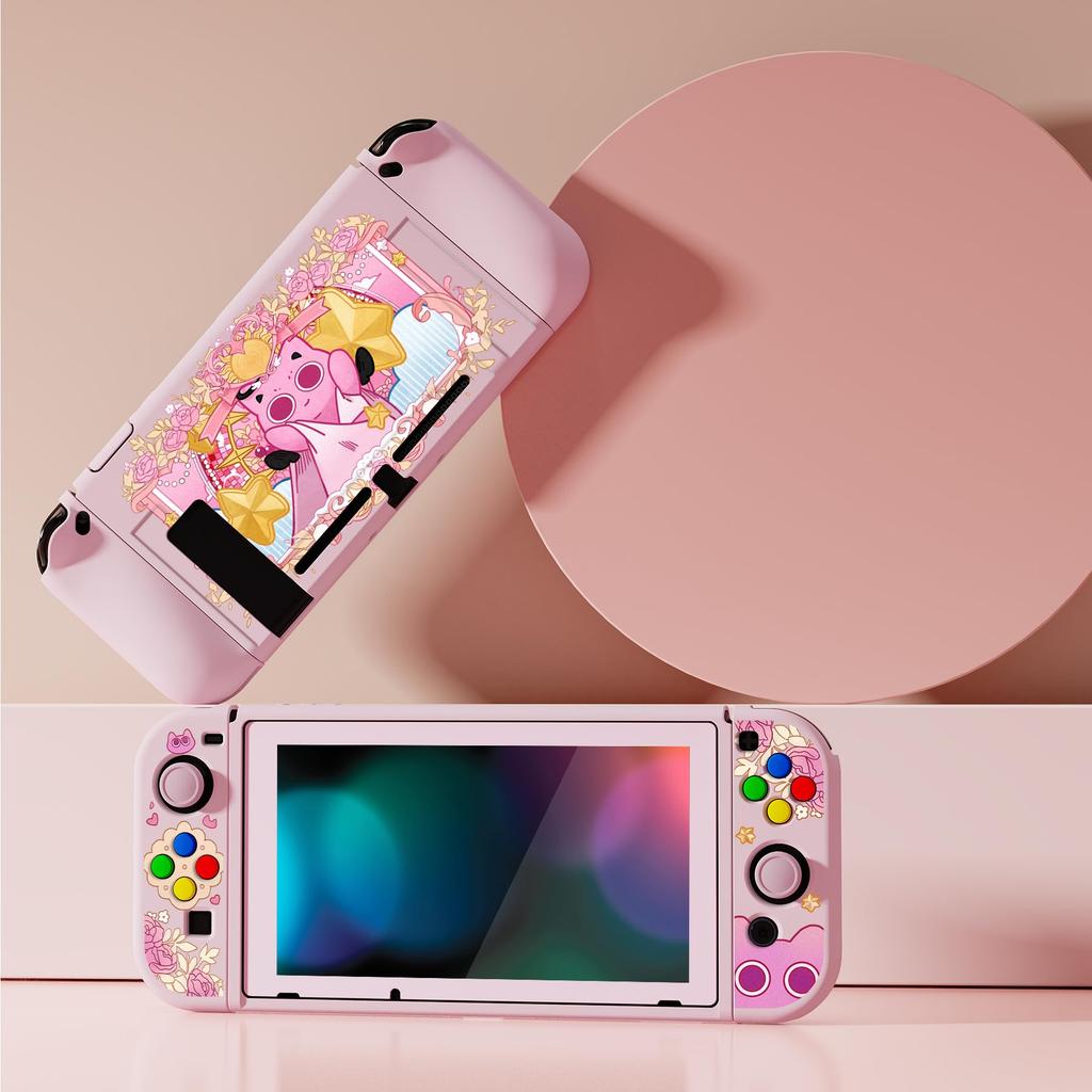 PlayVital ZealProtect Soft Protective Shell for Nintendo Flexible Protective Cover with Screen Thumb Grip and ABXY Directional Button Caps Switch,