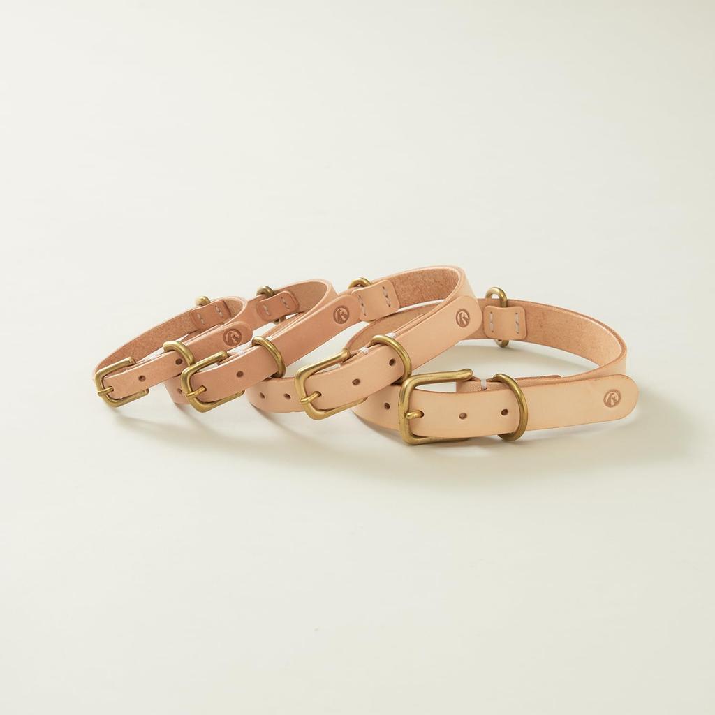 We Original All Leather Collar Natural GOOD MANNERS DOG SERIES - (S) /