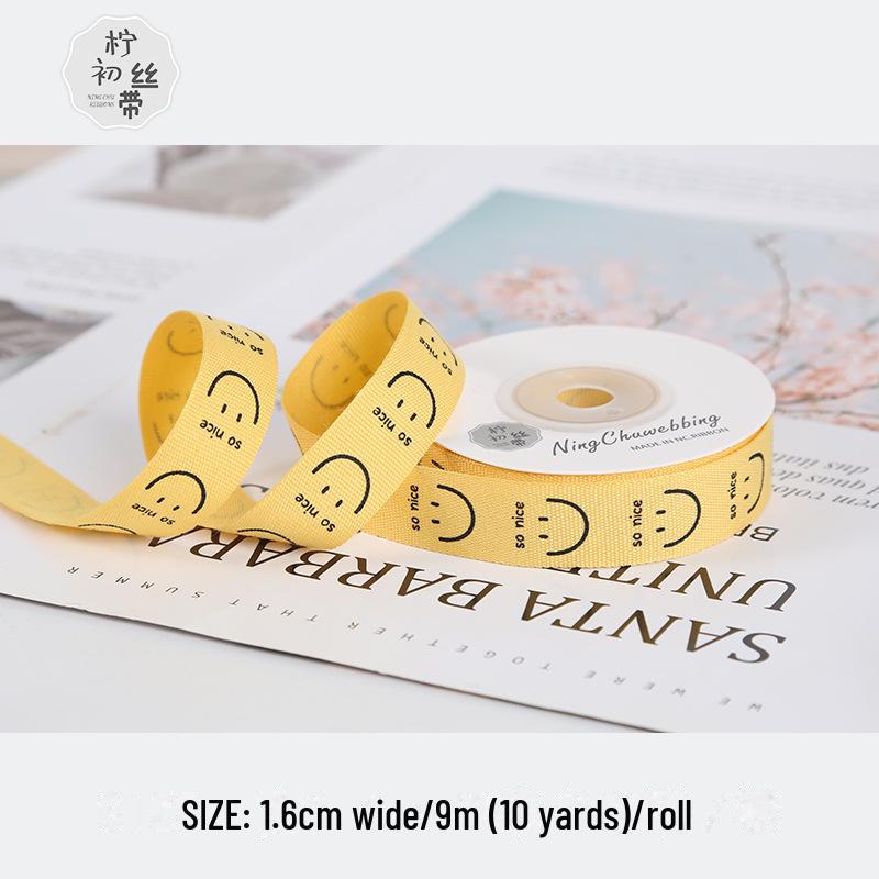 Gold-Stamped Cotton Ribbon for DIY Bows and Holiday Packaging