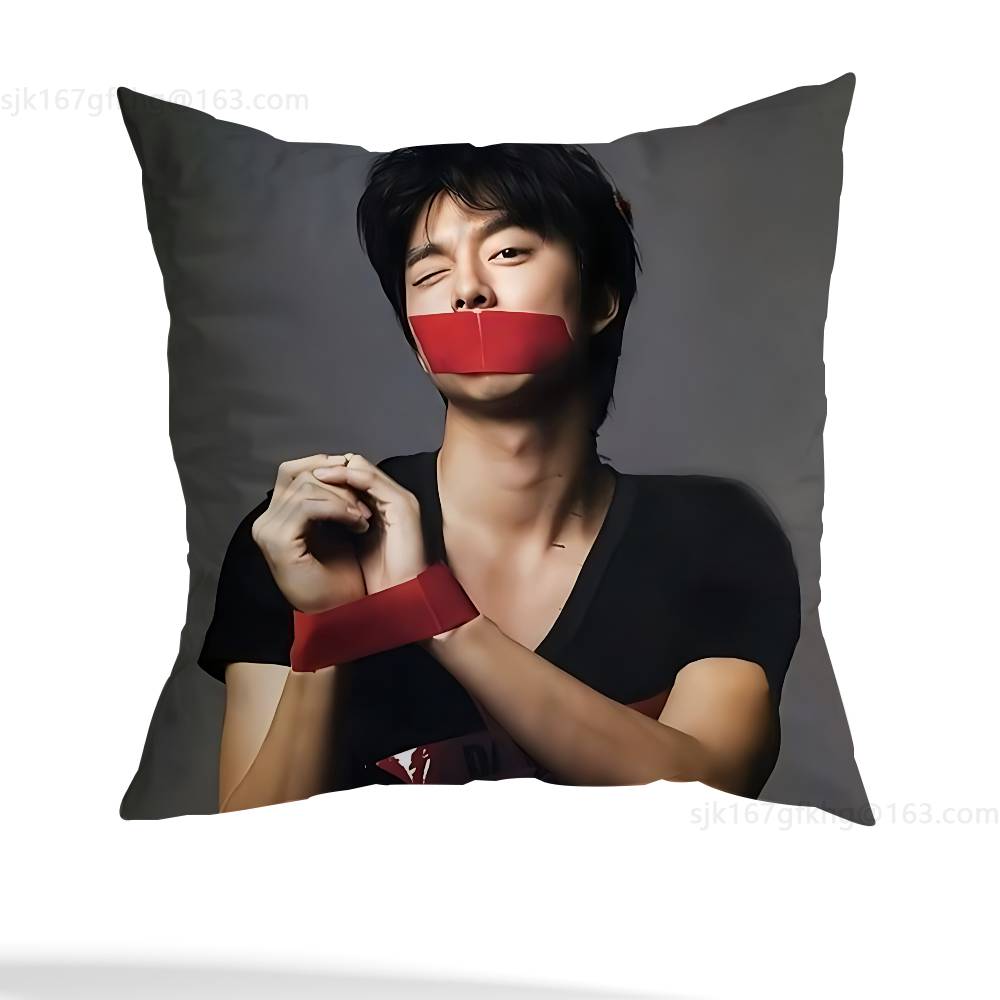 Customize G-Gong Yoo Pillow Case Anti-dustmite Pillowcase Invisible zipper silky short plush Sofa cushion cover