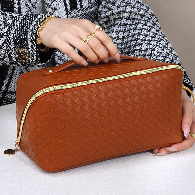 Xiaoxiangfeng Woven Cosmetic Bag Large Capacity High Value Portable Ins Wind Travel Cosmetics Wash Storage Bag
