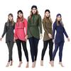 3Pcs/Set Women Split Swimsuit Front Skirt Secure Zipper Closure UV Protection Tops Long Swimming Trousers Set with Headscarf