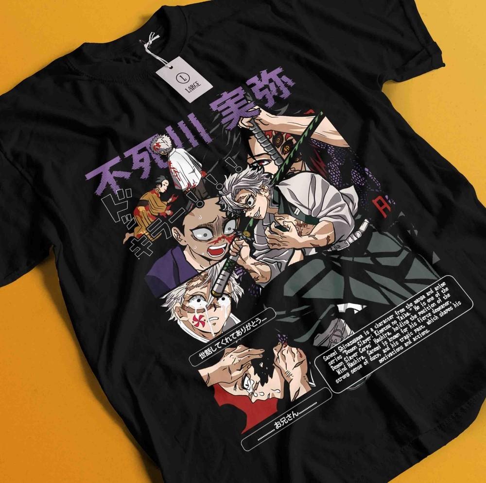 

Demon Slayer Shirt Sanemi Shinazugawa Tshirt Tanjiro T-Shirt Muzan Doma Genya 4XL