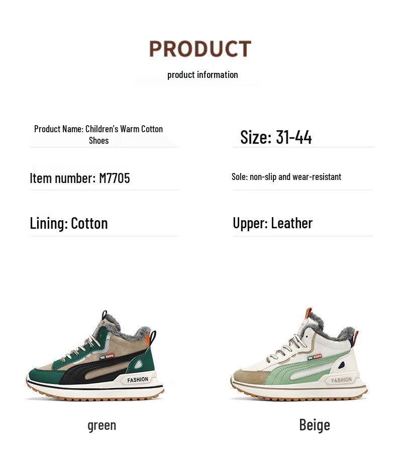 Boys' Fleece-Lined Non-Slip Snow Boots for Winter