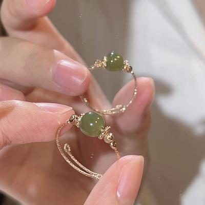 New Chinese Imitation Jade Ring Opening Adjustable Antique Sweet Simple Versatile Accessories Girl Girlfriend Gift