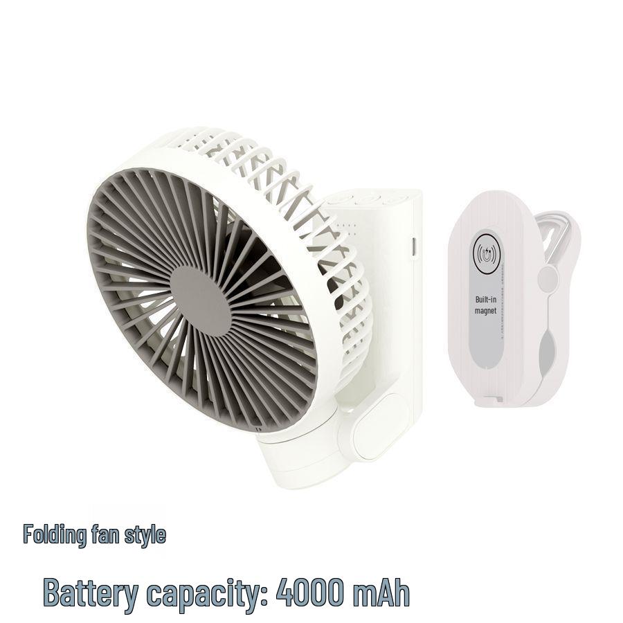 48-Hour Battery Silent Oscillating Portable Folding Fan with Magnetic Clip