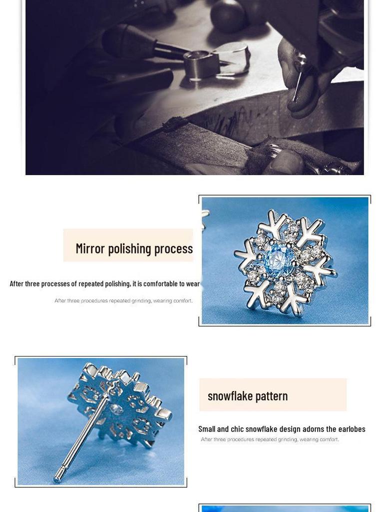 Elegante Schneeflocken-Ohrstecker mit blauem Zirkon für Damen - Vielseitiges und liebliches Weihnachtsgeschenk