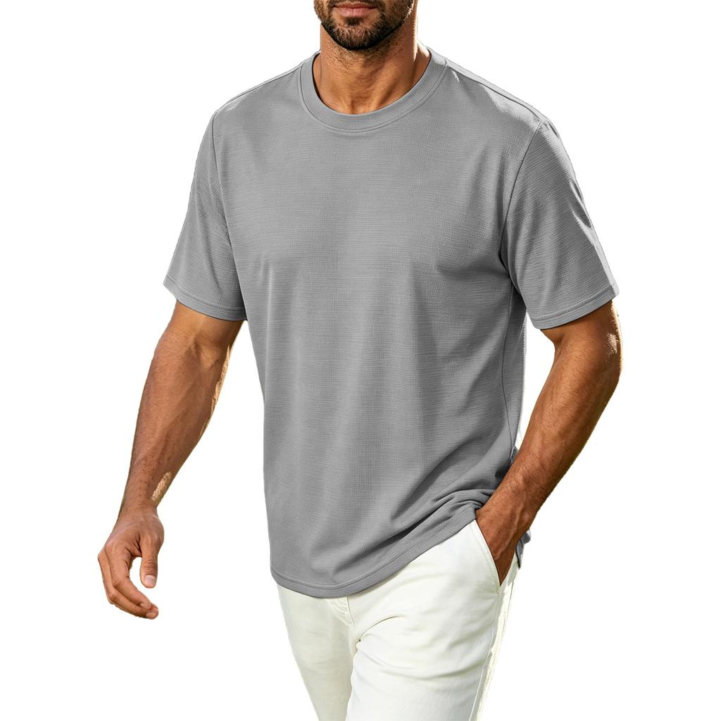 Men's Casual Crew Neck T Shirt Breathable Quick Dry Short Sleeve Athletic Tee Lightweight Comfortable Fabric for Outdoor Sports