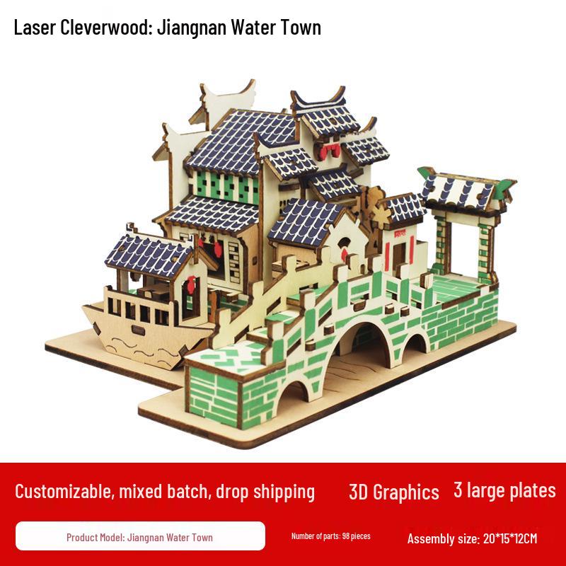 3D Wooden House Puzzle Ferris Wheel: Creative DIY Educational Toy for Parent-Child Interaction