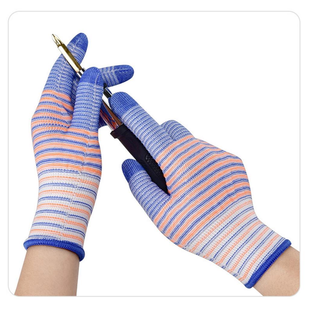 Breathable, Knitted, Protective Gloves, Striped, Anti Slip Gloves, Wear-resistant, Work Gloves, High Elasticity, Nylon Gloves