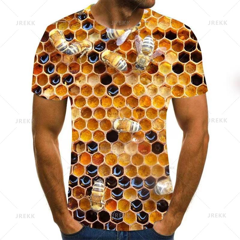 Summer Harajuku 3D Print Bees Honeybee T-Shirts Funny Streetwear Short Sleeves Men's T-shirts