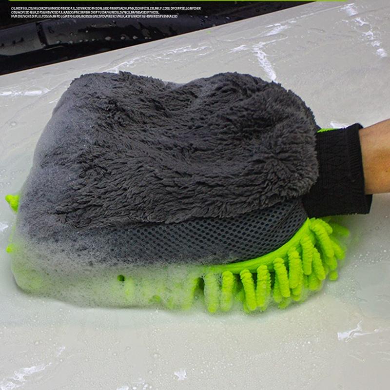 Microfiber Car Wash Gloves Chenille Waterproof Mitt Soft Mesh Back Double-faced Glove Mitt Wax Detailing Brush Car Cleaning Tool