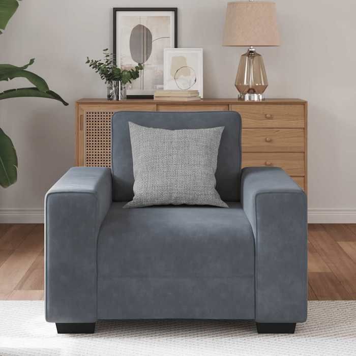 VidaXL Fauteuil gris foncé 60 cm velours, canapé simple, canapé confort, fauteuil TV, canapé, siège de canapé, canapé relax, 4105248