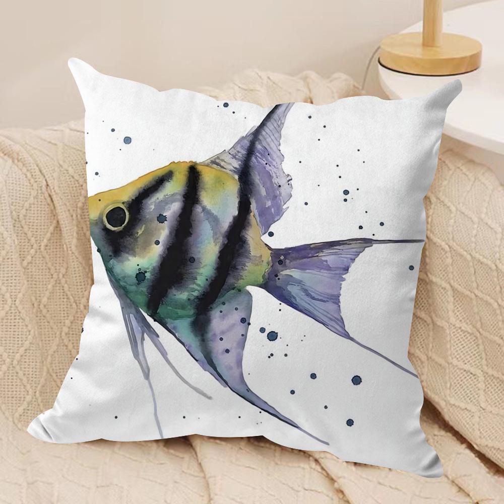Sea Animal Turtle Coral Cushion Cover Soft Plush Fabric DoubleSided Printed Sofa Cushion Cover for All Seasons Home Decor Gift