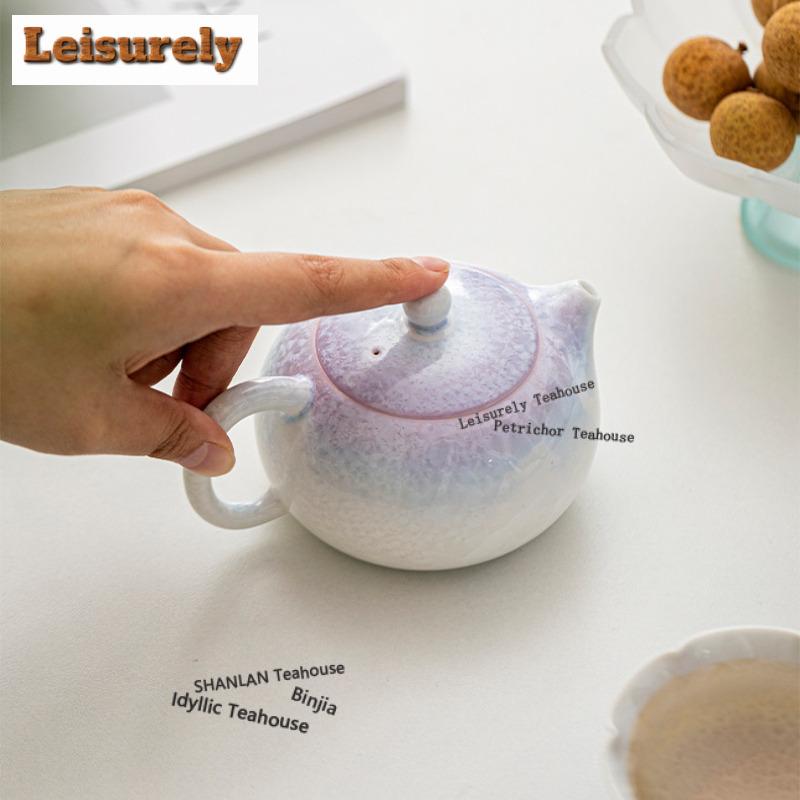 111ml Kiln Fambe Crystal Glaze Xishi Teapot Handmade Tea Infuser Pot Tea Making Kettle With Ball Hole Teaware Decoration Craft