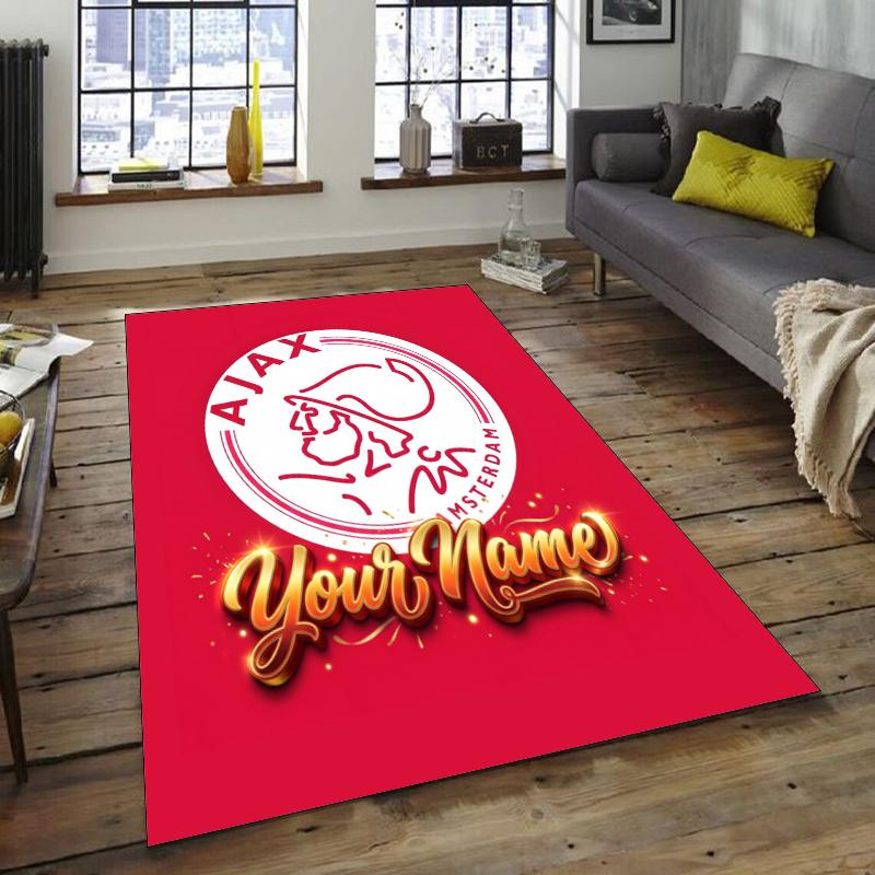 Ajax FC Design Area Rug Personalized Name- Non-Slip, Soft & Cozy Floor Mat for Living Room, Office - Indoor/Outdoor Carpet