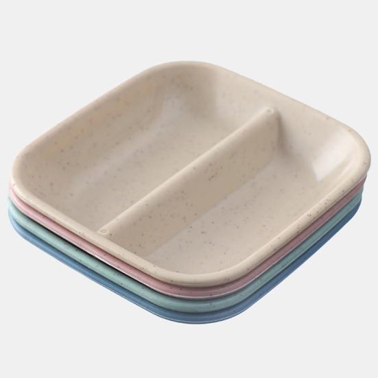 2Pcs Sauce Dish Double Grids Design Multipurpose Long Lifespan Small Dish Seasoning Soy Sauce Tableware