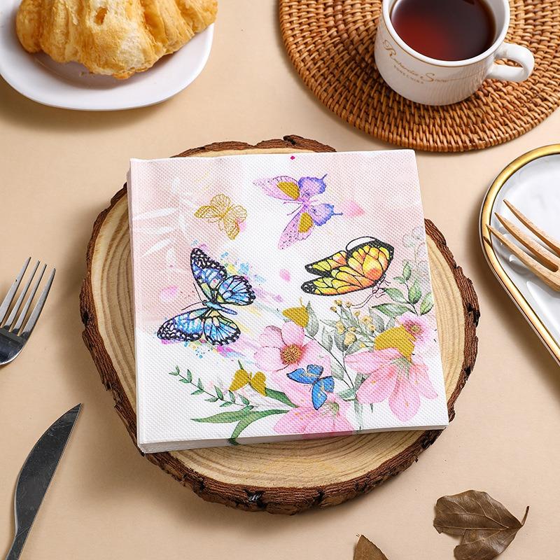 20Pcs/pack 33x33cm Flower Printed Paper Disposable Table Dinner Napkin Tissues Wedding Party Decoration