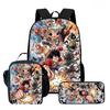 15 Inch 3PCS One Piece School Backpack Set with Lunch Bag Pencil Case Durable Lightweight Unisex Daypack for Boys Girls Age 6-10
