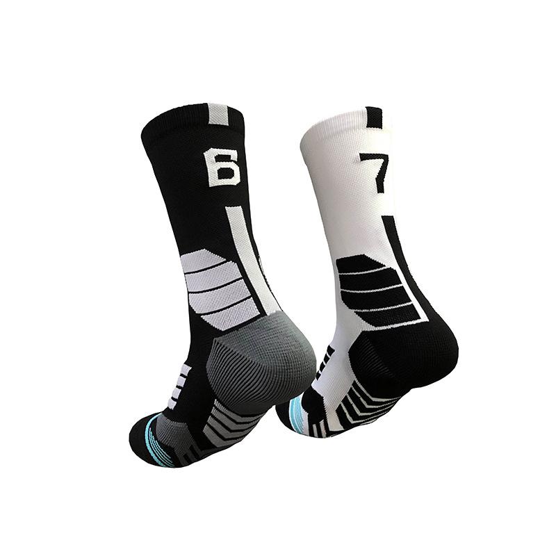 Auf Lager Elite Mid-Calf Basketballsocken: Hochelastisch, Atmungsaktiv, Rutschfest, Frotteesohle, Schweißabsorbierende Trainingssocken