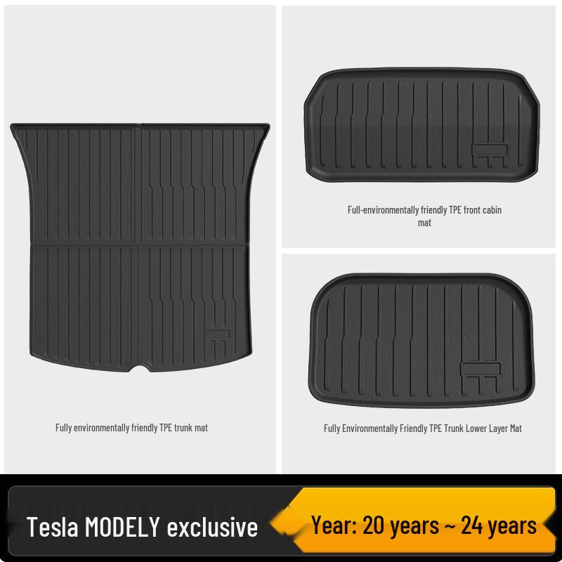 Tesla Model Y/3 TPE Front & Rear Trunk Mats and Foot Pad