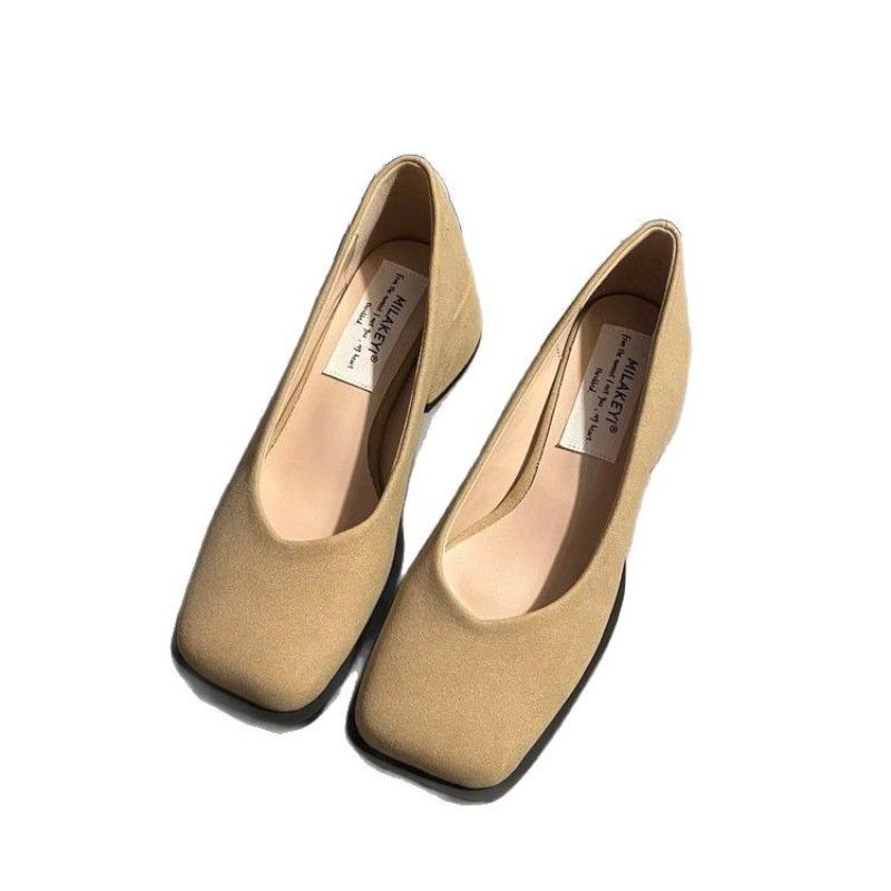 Fashion Hot Selling 2025 Spring Summer New Style Korean Versatile Mary Jane Single Shoes Large Heel Vintage Shoes Flat Bottom Bean Shoes