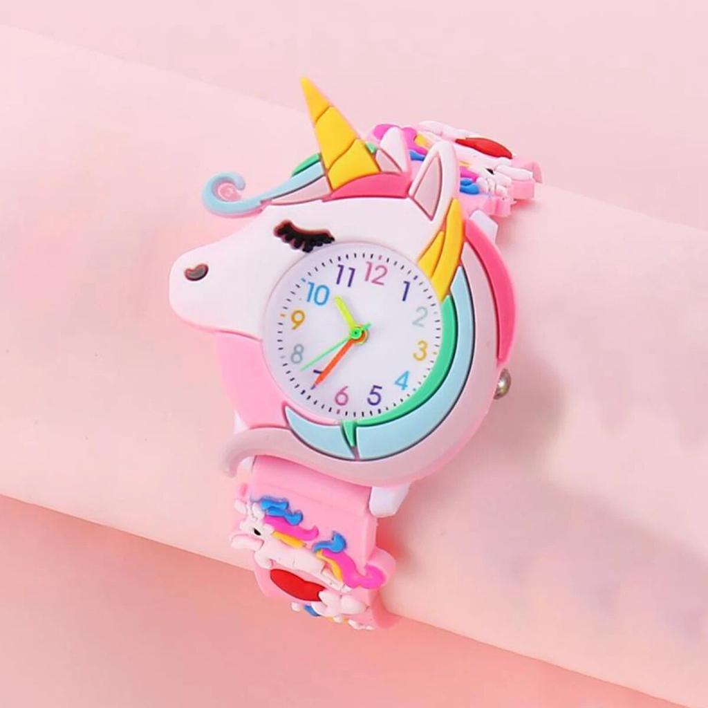Children's Necklace Unicorn Quartz Watch Ear Clip Scrunchie Set Explosive European and American Ear Clip Scrunchie Ring