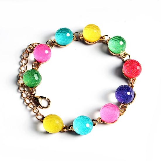 Bracelet Candy Color Round Beads Women Multicolored Beads Cuff Bangle Bracelet for Party