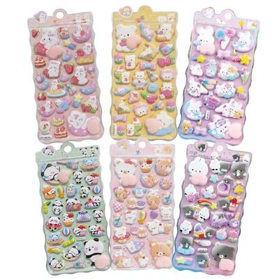 PuniPunio Seal 3D Silicone 3D Animal Cute Decorative Squishy Stickers for Kids and Adults of Stickers, Stickers, (Set 6)