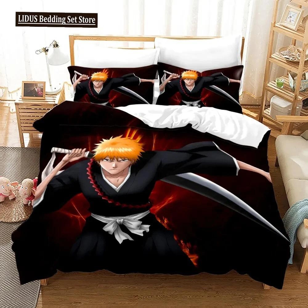 Anime Bleach Kurosaki Ichigo Bedding Set Boys Girls Twin Queen Size Duvet Cover Pillowcase Bed Boys Adult Home Textileextile