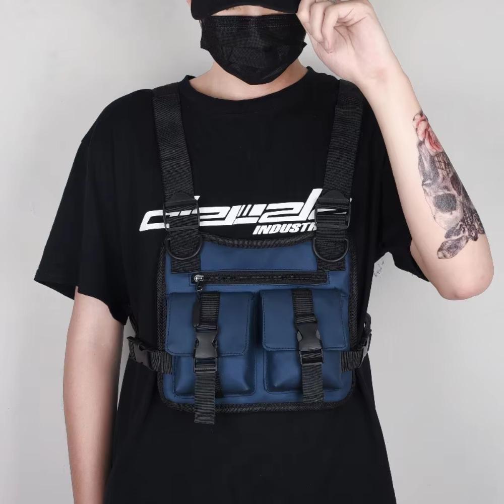 Unisex Chest Bag Multi-pockets Hip Hop Streetwear Lightweight Running Vest Backpacks  Phone Storage