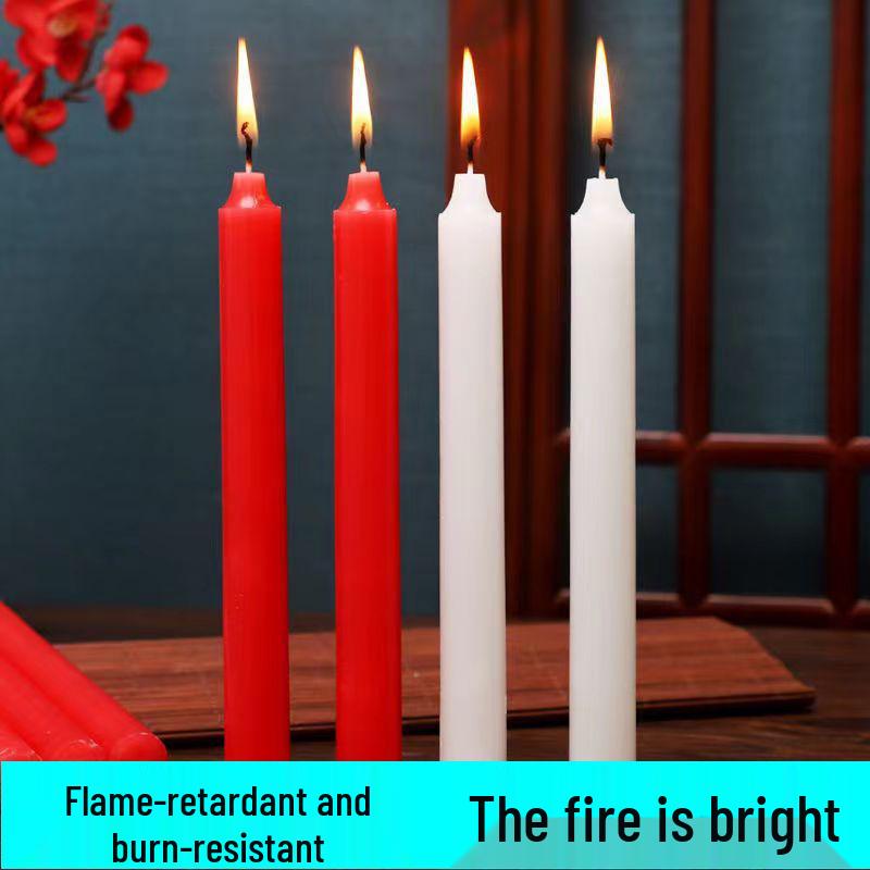 Red & White Long-Burning Smokeless Odorless Household Candles for Emergencies, Romance, Weddings, and Decor